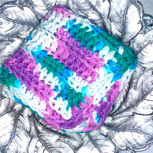 HAND CRAFTED Colorful Crocheted 100% Cotton All Purpose Dish or Wash Cloth - Picture 1 of 5
